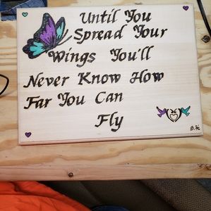 Handmade pyography sign